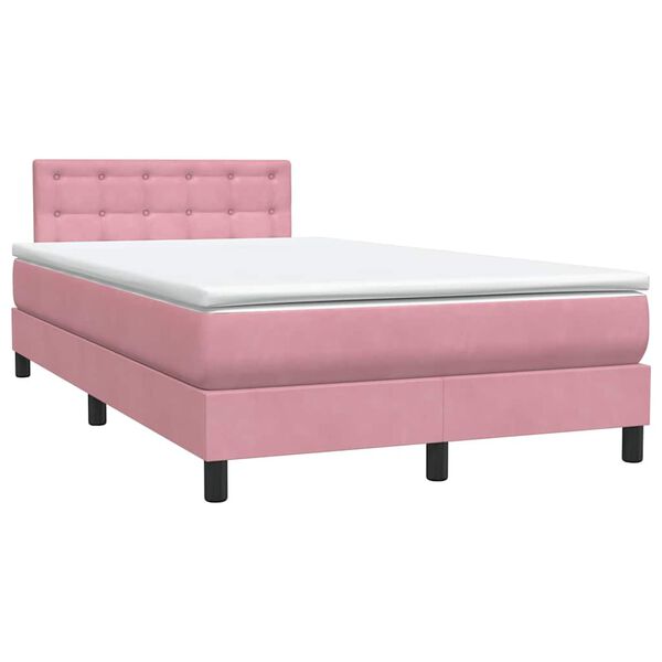vidaXL Sommier &agrave; lattes de lit avec matelas rose 120x210 cm velours