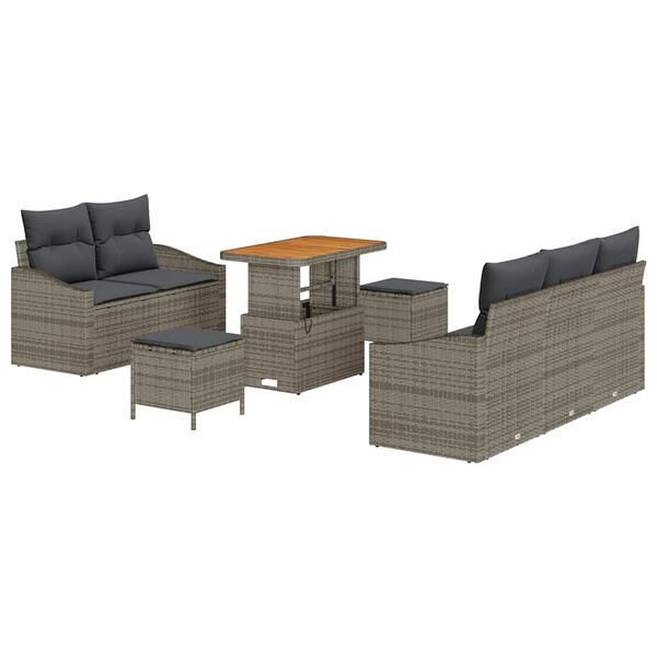 vidaXL Ensemble de canap&eacute; de jardin avec coussin 8 pcs Gris polyrotin