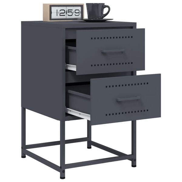 vidaXL Tables de chevet 2 pcs anthracite 36x39x60,5 cm acier
