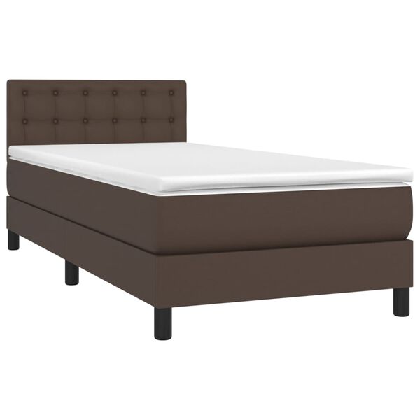 vidaXL Sommier &agrave; lattes de lit avec matelas et LED Marron 80x200 cm