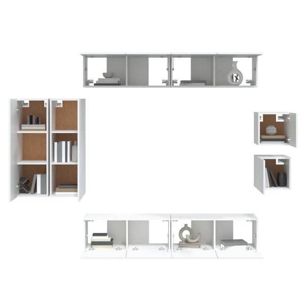 vidaXL Ensemble de meubles TV 8 pcs Blanc Bois d'ingénierie