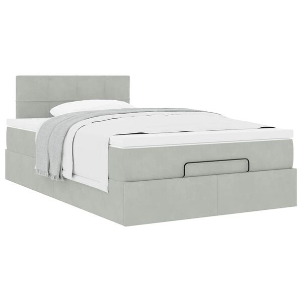 vidaXL Cadre de lit ottoman et matelas gris clair 120x200 cm velours