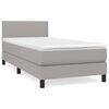 vidaXL Sommier &agrave; lattes de lit avec matelas Gris clair 90x200 cm Tissu