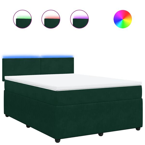 vidaXL Sommier &agrave; lattes de lit et matelas Vert fonc&eacute; 160x200cm Velours