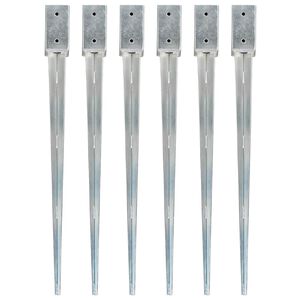 vidaXL Piquets au sol 6 pcs Argent&eacute; 7x7x90 cm Acier galvanis&eacute;