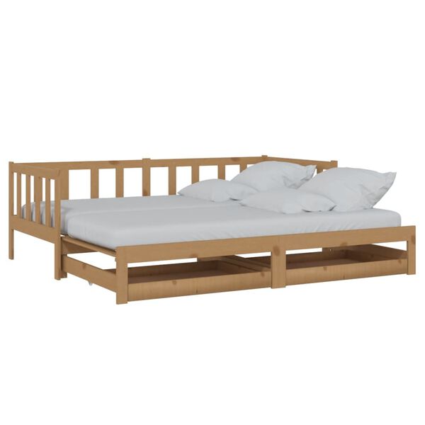 vidaXL Lit coulissant 2x(90x200) cm Marron miel Bois de pin massif