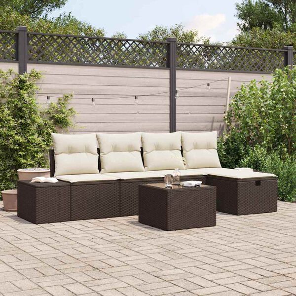 vidaXL Ensemble de canap&eacute; de jardin 6 pcs Marron 55 x 62 x 69 cm