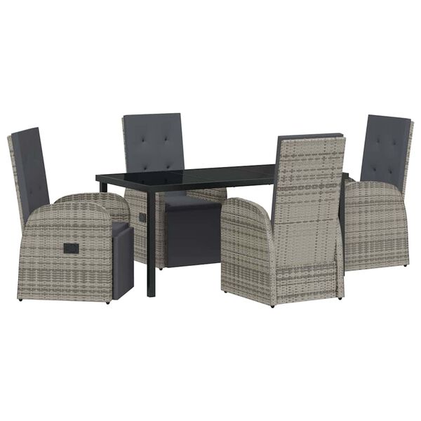 vidaXL Ensemble de salle &agrave; manger pour jardin 5 pcs Gris polyrotin