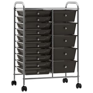 vidaXL Chariot de rangement mobile &agrave; 15 tiroirs XXL Noir Plastique
