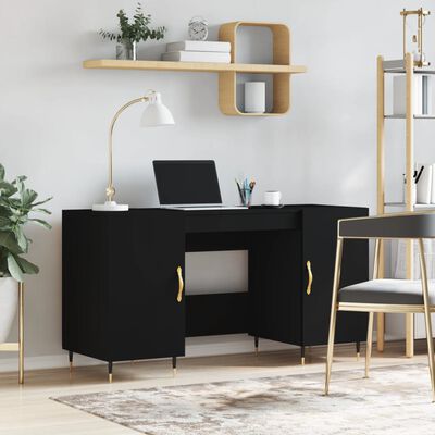 vidaXL Bureau noir 140x50x75 cm bois d'ingénierie