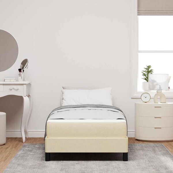 vidaXL Lit &agrave; ressorts avec matelas Cr&egrave;me 90 x 200 cm tissu