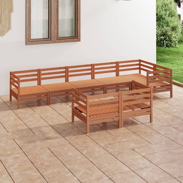vidaXL Salon de jardin 8 pcs Bois de pin massif Marron miel