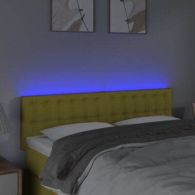 vidaXL Tête de lit à LED Vert 144x5x78/88 cm Tissu