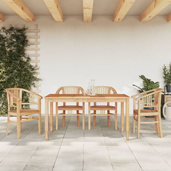 vidaXL Ensemble &agrave; manger de jardin 5 pcs Bois de teck massif