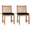 vidaXL Chaises de jardin lot de 2 avec coussins Bois de teck massif