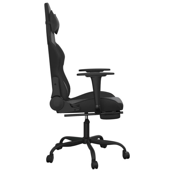 vidaXL Chaise de jeu avec repose-pied Noir Similicuir