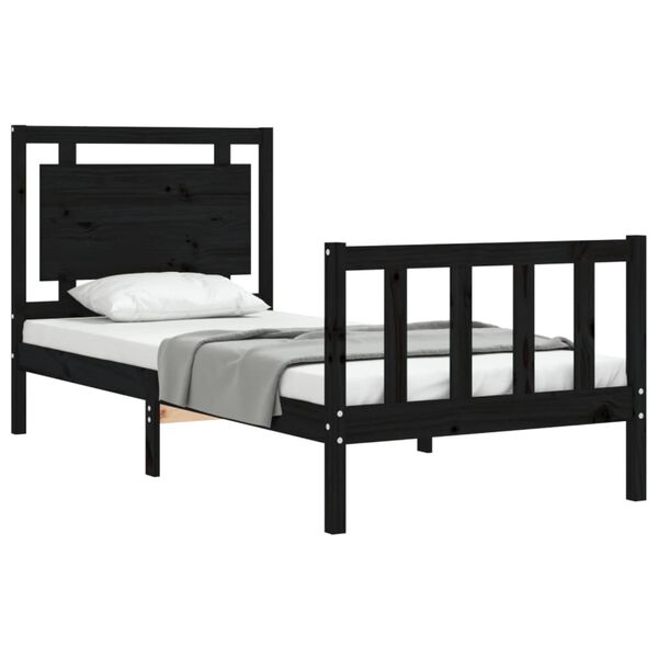 vidaXL Cadre de lit sans matelas noir bois de pin massif