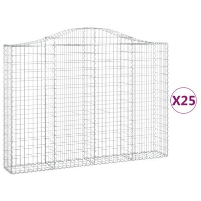 vidaXL Paniers à gabions arqués 25 pcs 200x30x140/160 cm Fer galvanisé