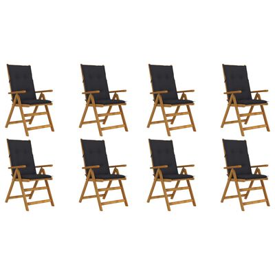 vidaXL Chaises pliables de jardin avec coussins lot de 8 Bois d'acacia