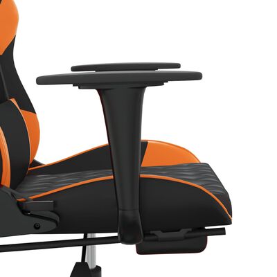 vidaXL Chaise de jeu de massage et repose-pied Noir&Orange Similicuir