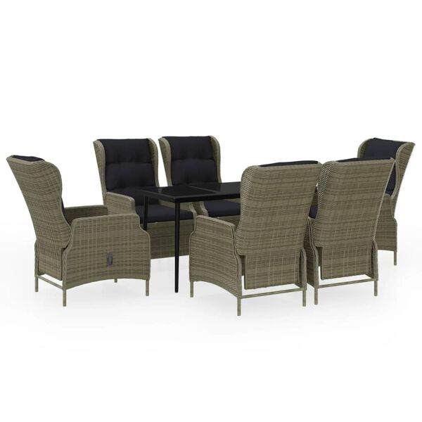 vidaXL Ensemble &agrave; manger de jardin 7 pcs Marron