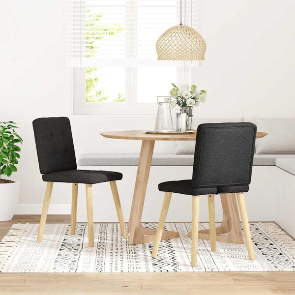 vidaXL Chaises &agrave; manger lot de 2 noir tissu