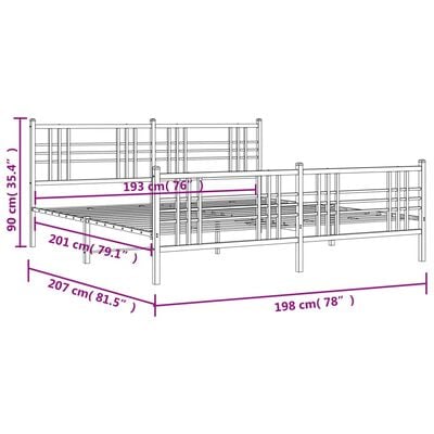 vidaXL Cadre de lit métal sans matelas et pied de lit blanc 193x203 cm