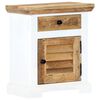 vidaXL Table de chevet Blanc et marron 40x30x50cm Manguier solide brut