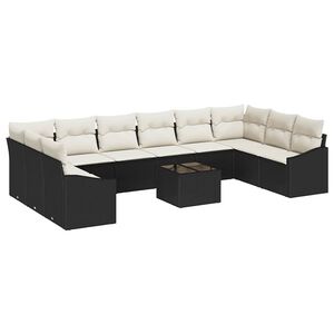 vidaXL Ensemble de canap&eacute; de jardin 11 pcs Marron et Cr&egrave;me polyrotin
