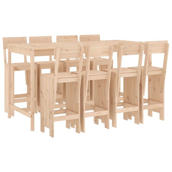 vidaXL Ensemble de bar de jardin 9 pcs Bois de pin massif