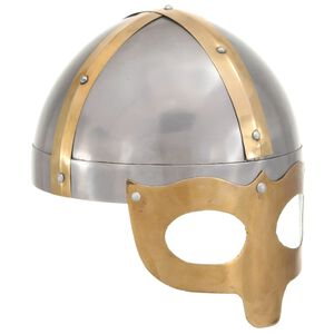 vidaXL Casque de viking de r&eacute;plique antique pour GN Argent&eacute; Acier