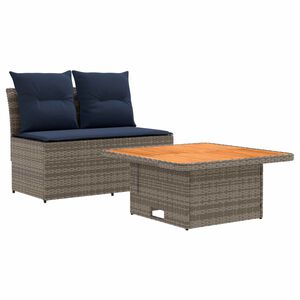 vidaXL 2 Pi&egrave;ce Canap&eacute; du milieu de jardin avec table relevable