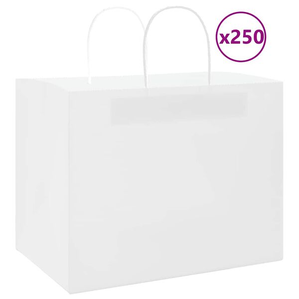 vidaXL Sacs en papier 250 pcs avec poign&eacute;es blanc 32x22x24 cm