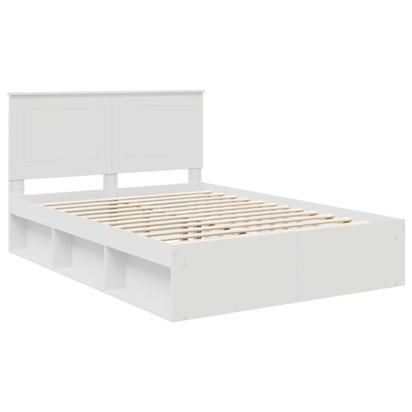 vidaXL Cadre de lit Blanc 140 x 200 cm Bois de pin massif