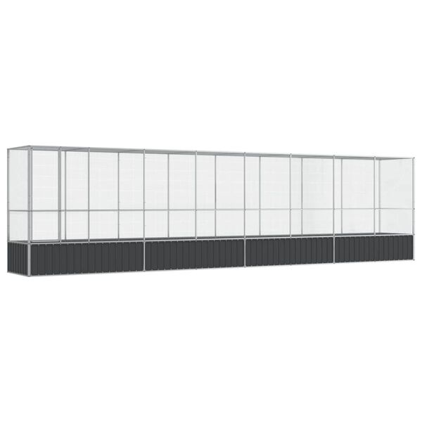 vidaXL Voli&egrave;re avec extension argent&eacute; 834,5x107x212 cm acier