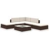 vidaXL Salon de jardin 6 pcs avec coussins R&eacute;sine tress&eacute;e Marron
