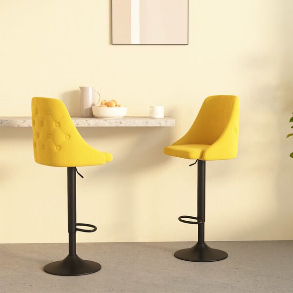 vidaXL Tabourets de bar lot de 2 jaune moutarde velours
