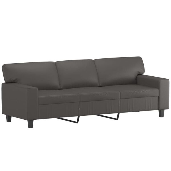 vidaXL Ensemble de canap&eacute;s 2 pcs oreillers et coussins Gris Similicuir
