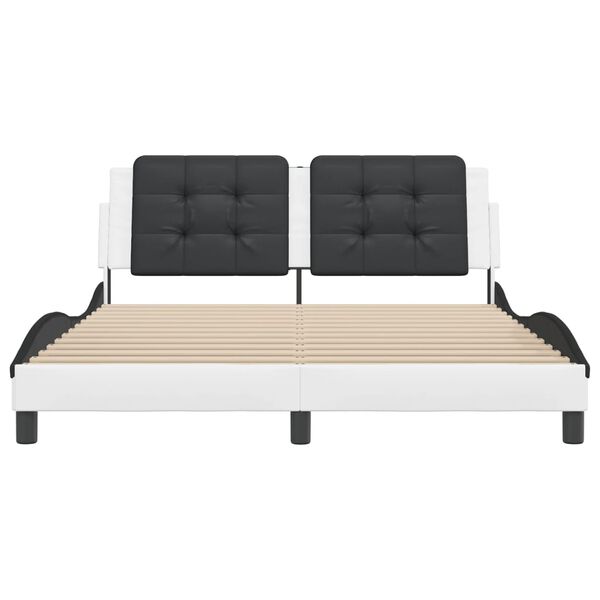 vidaXL Cadre de lit sans matelas Zadar blanc et noir 160x200 cm similicuir