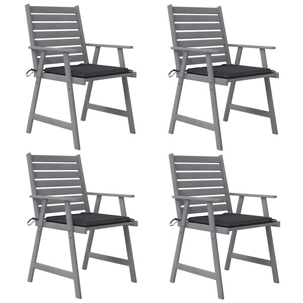 vidaXL Chaises &agrave; manger d'ext&eacute;rieur et coussins lot de 4 Acacia massif