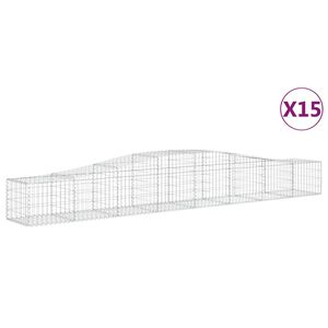 vidaXL Paniers &agrave; gabions arqu&eacute;s 15 pcs 400x50x40/60 cm Fer galvanis&eacute;