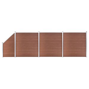 vidaXL Ensemble de cl&ocirc;ture WPC 3 Carr&eacute; + 1 Inclin&eacute; 619 x 186 cm Marron