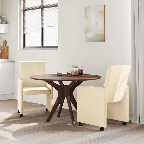 vidaXL Chaises de Salle &agrave; Manger avec Roues avec des roues 2 pcs Cr&egrave;me