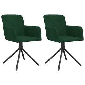 vidaXL Chaises pivotantes &agrave; manger lot de 2 Vert fonc&eacute; Velours