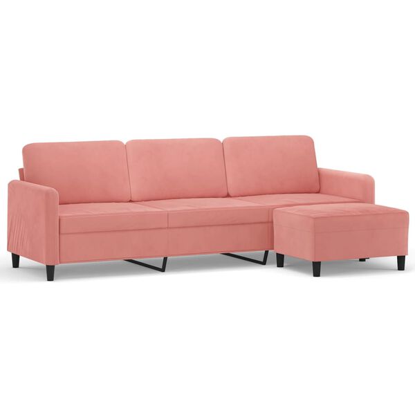vidaXL Canap&eacute; &agrave; 3 places avec repose-pieds Rose 210 cm Velours
