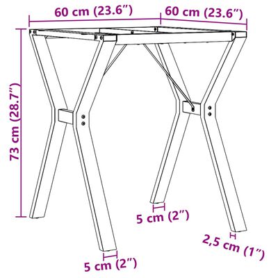 vidaXL Pieds de table à manger cadre en Y 60x60x73 cm fonte