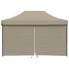 vidaXL Tente de r&eacute;ception pliable escamotable 4 parois lat&eacute;rales taupe