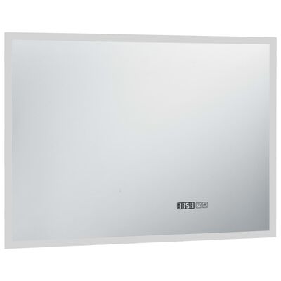 vidaXL Miroir à LED et capteur tactile et affichage d'heure 100x60 cm