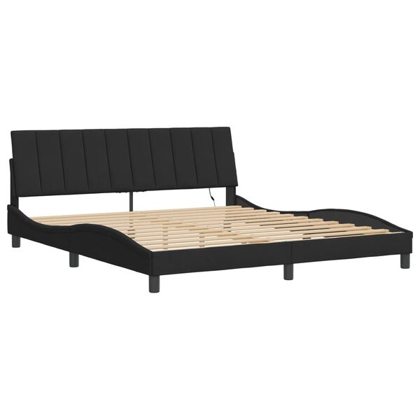 vidaXL Cadre de lit avec LED sans matelas Hanko noir 180x200 cm velours