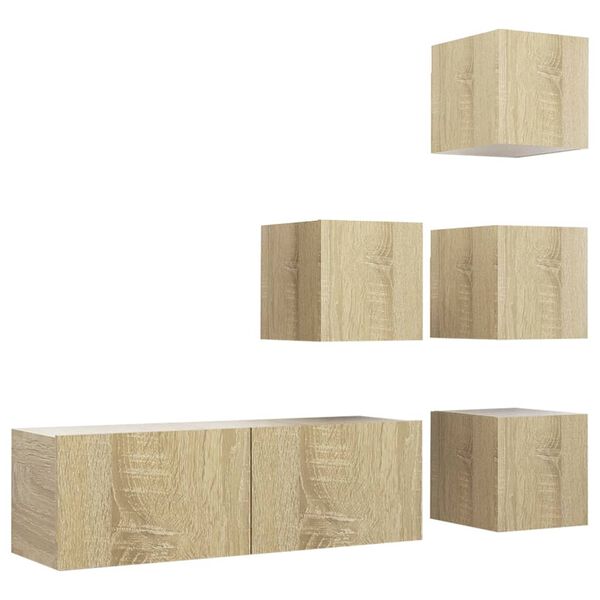 vidaXL Ensemble de meubles TV 5 pcs Ch&ecirc;ne sonoma Bois d'ing&eacute;nierie